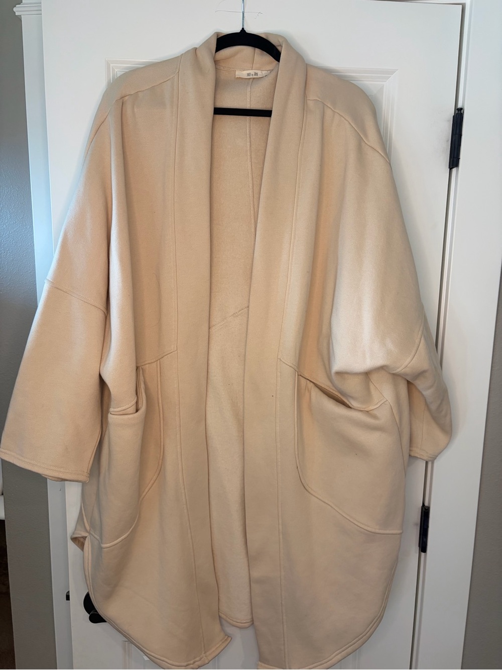 Relaxed Open-Front Cape Coatigan in Cream